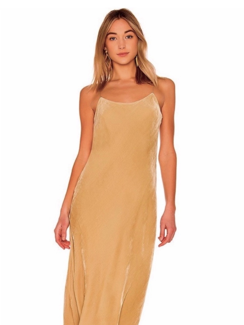 Vince Women’s Velvet Slip Dress in Camel/Beige